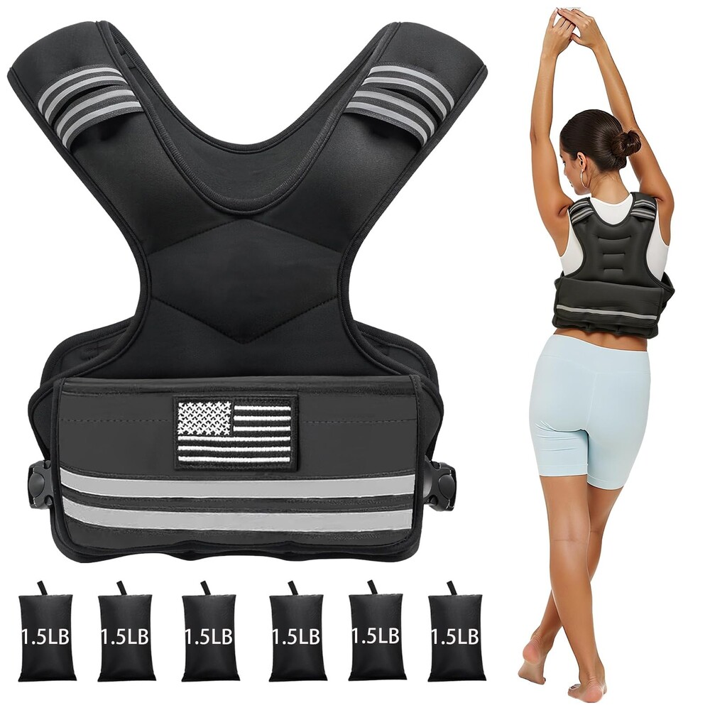 11-20 lbs Weighted Vest with Adjustable Strap Black